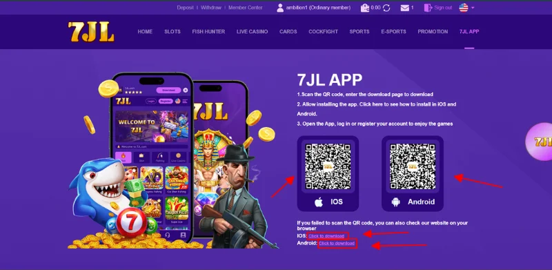 Download the 7JL app successfully for the iOS and Android operating system